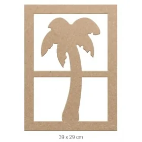 DS031 Palmiye Figürlü Dekoratif Duvar Süsü Ham Ahşap Boyanabilir Obje